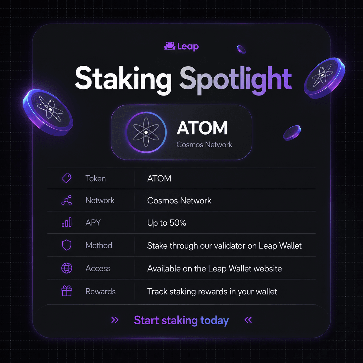 Leap Wallet ATOM staking APY dashboard post image